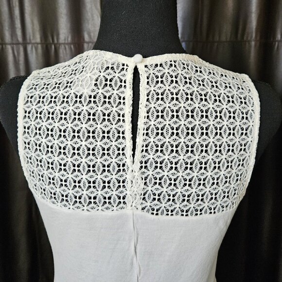 H&M Womens Tank Top Ivory Cream Sleeveless Eyelet Blouse-Size SMALL - Picture 4 of 8